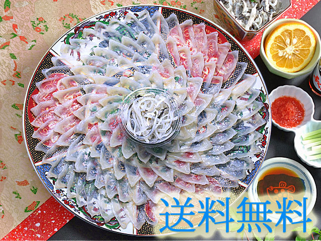 とらふぐ刺身4-5人前中央皮入